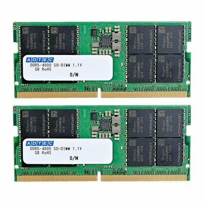 DDR5-4800 SODIMM 32GB×2枚 ADS4800N-32GW