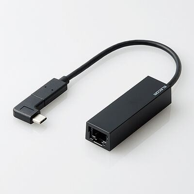 有線LANアダプタ/Giga対応/USB3.1/Type-C/L字コネクタ付/ブラック EDC-GUC3L-B