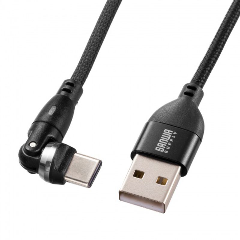 USB2.0 Type-C-Aコネクタ540&deg;回転ケーブル・1m KU-CAKA10BK