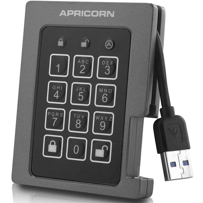 USB3.0接続AES-XTS暗号化ポータブルSSD Aegis Padlock SSDシリーズ 480GB ASSD-3PL256-480F