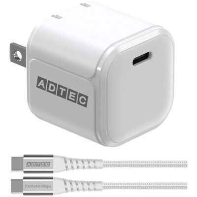 Power Delivery対応 AC充電器/33W/USB Type-C 1ポート/ホワイト & Type-C to Cケーブルセット APD-V033C-wC-WH