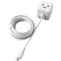 スマートフォン用AC充電器/CUBE/1A出力/ケーブル一体/microB/2.5m/ホワイト/FACE MPA-ACMAC255WF
