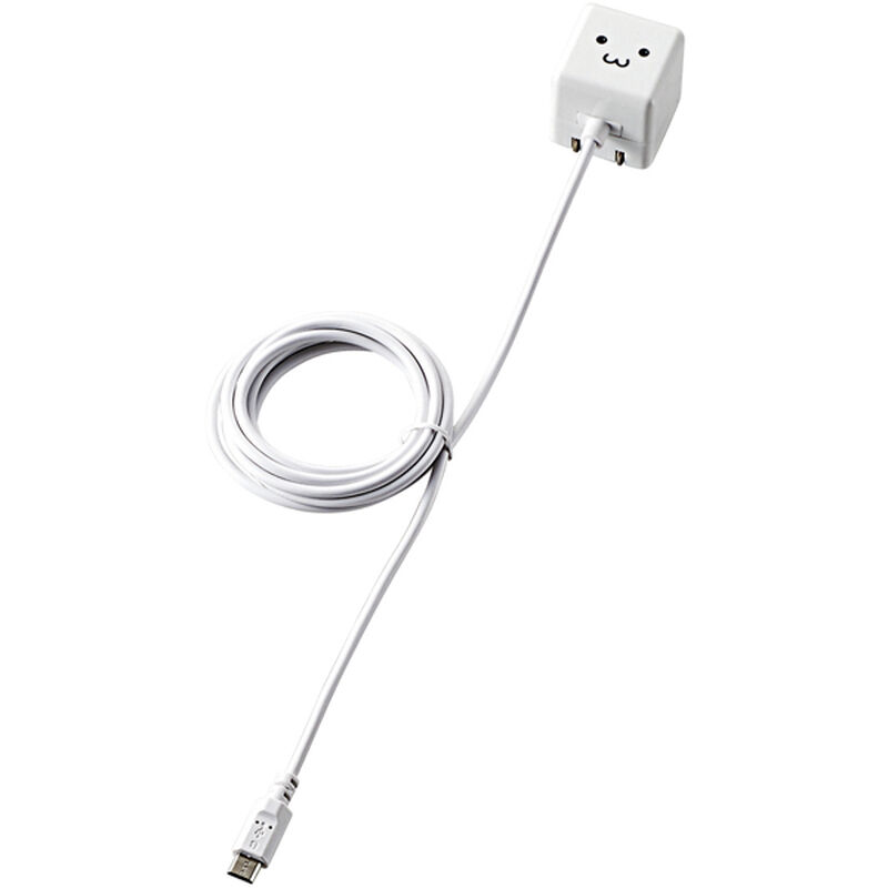 スマートフォン用AC充電器/CUBE/1A出力/ケーブル一体/microB/1.5m/ホワイト/FACE MPA-ACMAC155WF