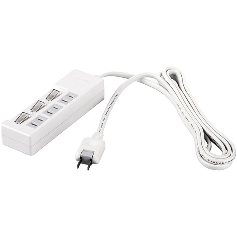 2ピン式電源タップ 3個口タイプ 雷サージ防止/個別スイッチ付 2m ホワイト BSTAPSW2320WH