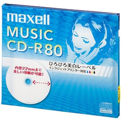 音楽用CD-R80分ワイドプリントレーベル1枚パック10mmプラケース入り CDRA80WP.1J