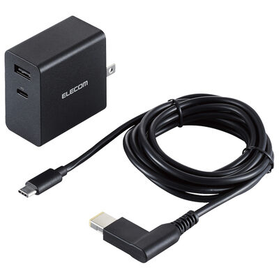 ノートPC用ACアダプター/PD対応/52.5W/Type-C1ポート/USB-Aメス1ポート/C-角型コネクタケーブル付属/2m/ブラック ACDC-PD09525BK