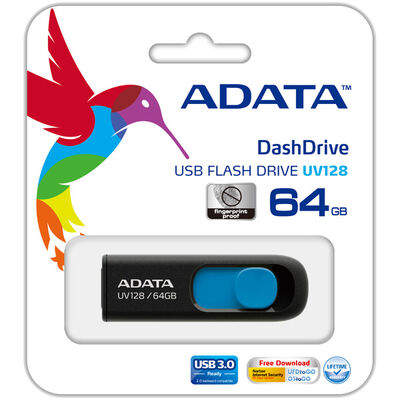 USBフラッシュメモリ UV128シリーズ 64GB ブラック/ブルー USB3.2対応 AUV128-64G-RBE