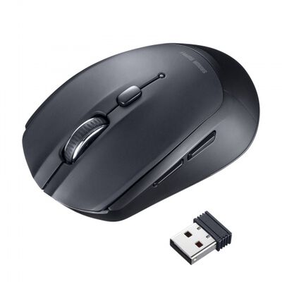 ワイヤレスブルーLEDマウス（5ボタン・ブラック） MA-WB509BK