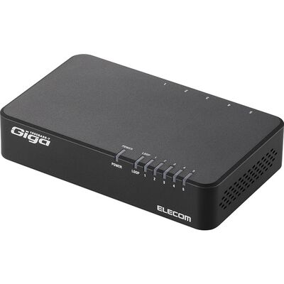 Giga対応スイッチングHub/5ポート/プラスチック筐体/磁石付/電源内蔵モデル/ブラック EHC-G05PN-JB