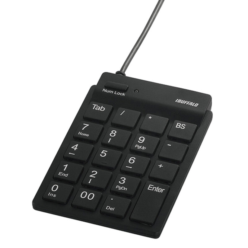 スリムテンキーボード USB2.0ハブ（2ポート）/Tabキー付き ブラック BSTKH08BK