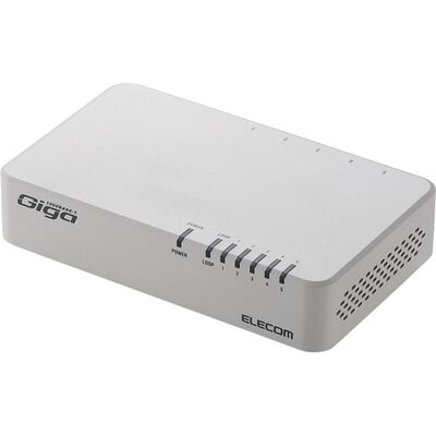 Giga対応スイッチングHub/5ポート/プラスチック筐体/磁石付/電源内蔵モデル/ホワイト EHC-G05PN-JW