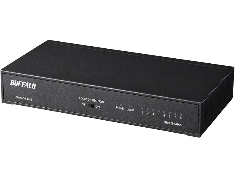 Giga 8ポート スイッチングハブ 電源内蔵 金属筐体 マグネット付 ブラック LSW6-GT-8NS/BK