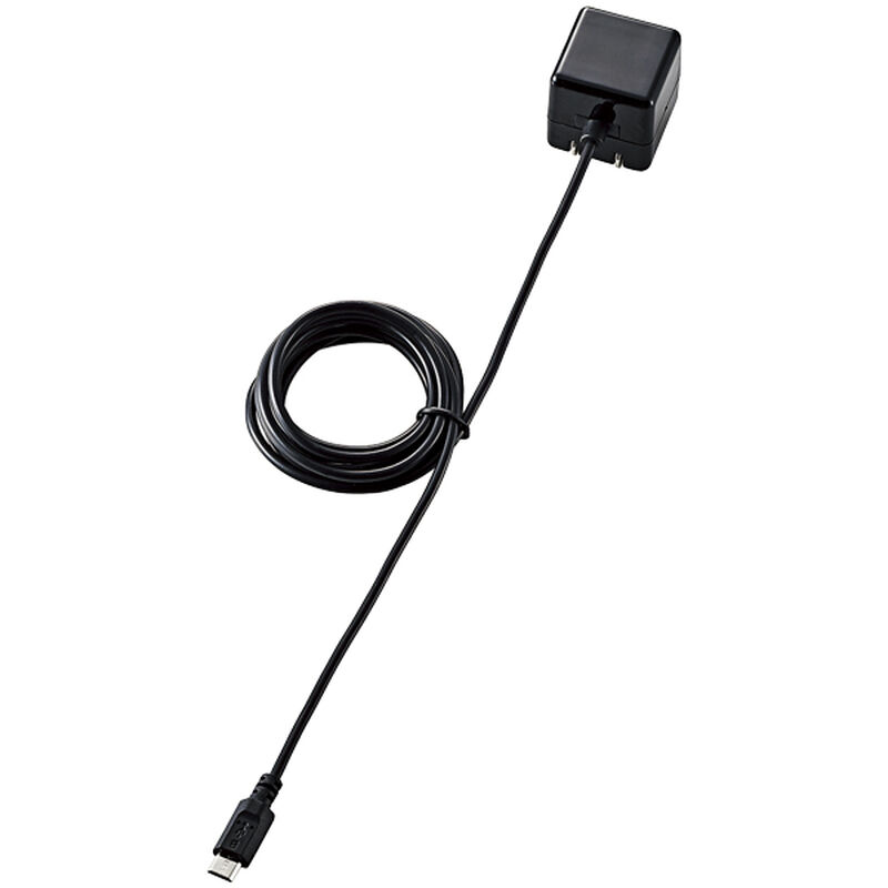 スマートフォン用AC充電器/CUBE/1A出力/ケーブル一体/microB/1.5m/ブラック MPA-ACMAC155BK