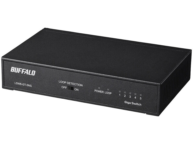 Giga 5ポート スイッチングハブ 電源内蔵 金属筐体 マグネット付 ブラック LSW6-GT-5NS/BK