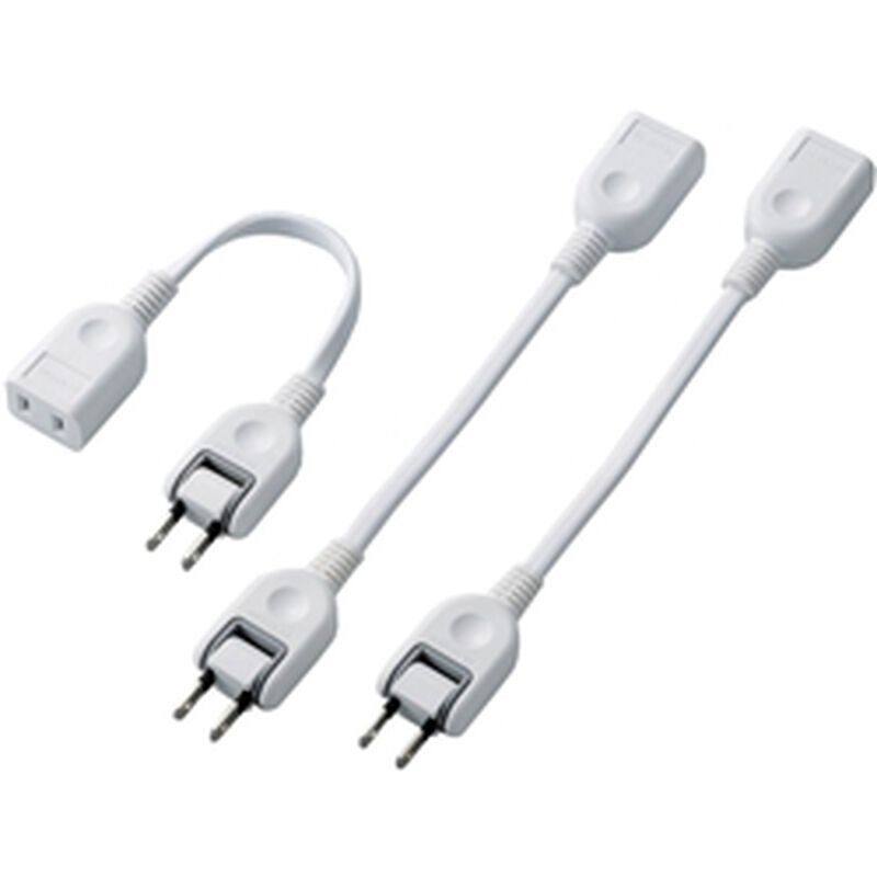 ACアダプタ用電源延長コード/2P/1個口/ホワイト/3本セット T-ADR1WHX3