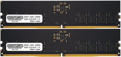 デスクトップ用 PC5-41600/DDR5-5200 288pin Unbuffered_Non-ECC_DIMM 1Rank 1.1v 32GB kit（16GB×2枚） 日本製 CB16GX2-D5U5200H