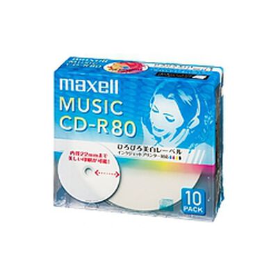 音楽用CD-R80分ワイドプリントレーベル10枚パック1枚ずつ5mmプラケース入り CDRA80WP.10S