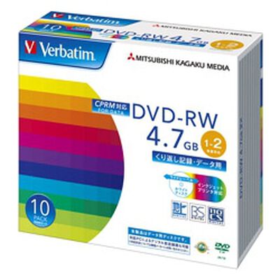 DVD-RW 4.7GB CPRM PCデータ用 2倍速対応 10枚スリムケース入り ワイド印刷可能 DHW47NDP10V1