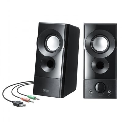 USB電源スピーカー(実用最大出力6W) MM-SPL20UBK