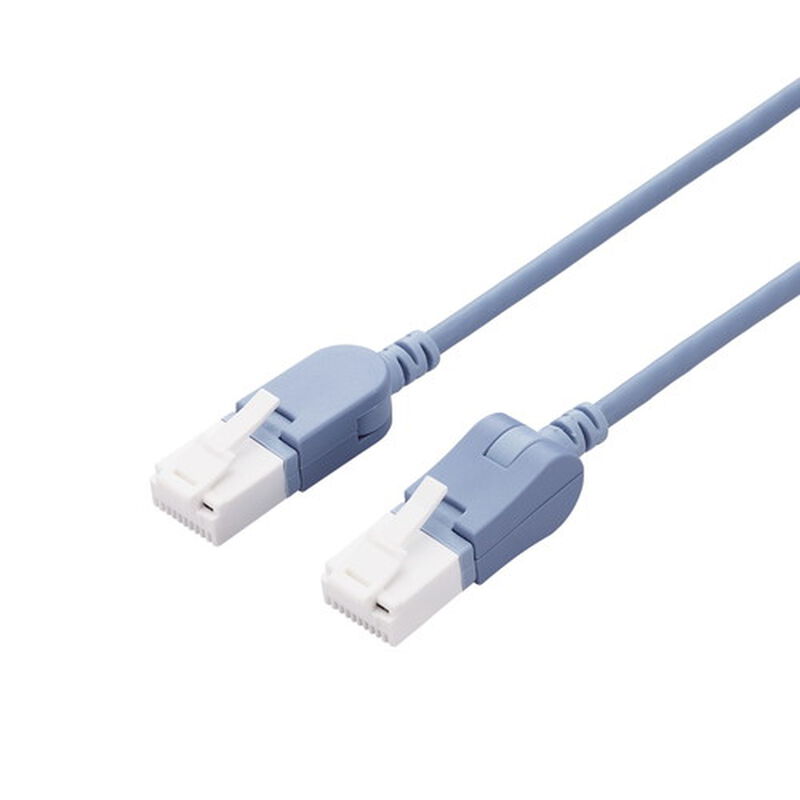 LANケーブル/CAT6A/爪折れ防止/縦スイング式コネクタ/横スイング式コネクタ/3.0m/ブルー LD-GPATWV/BU30