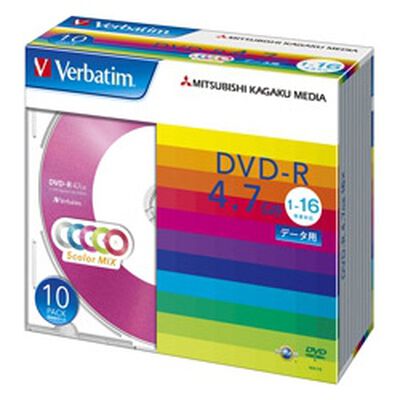 DVD-R 4.7GB PCデータ用 16倍速対応 10枚スリムケース入り カラーミックス