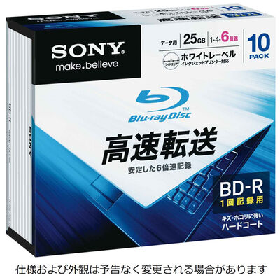 データ用BD-R 追記型 片面1層25GB 6倍速 プリンタブル 白 10枚パック・10BNR1DCPS6
