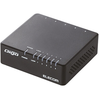 Giga対応スイッチングHub/5ポート/プラスチック筐体/電源外付モデル/ブラック EHC-G05PA-B-K