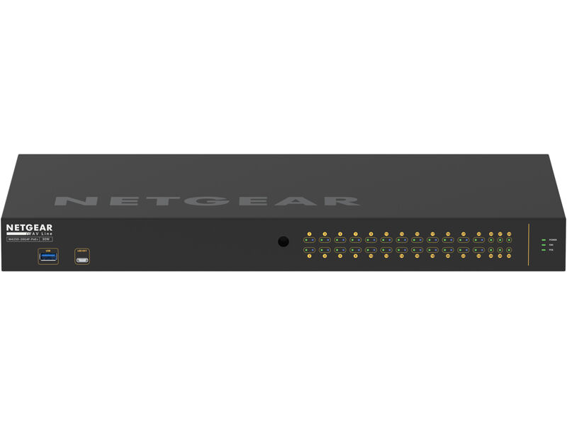 ProAV向けPoE+対応 (300W) 1Gポート×26 SFPスロット×4 フルマネージスイッチ GSM4230P-100AJS